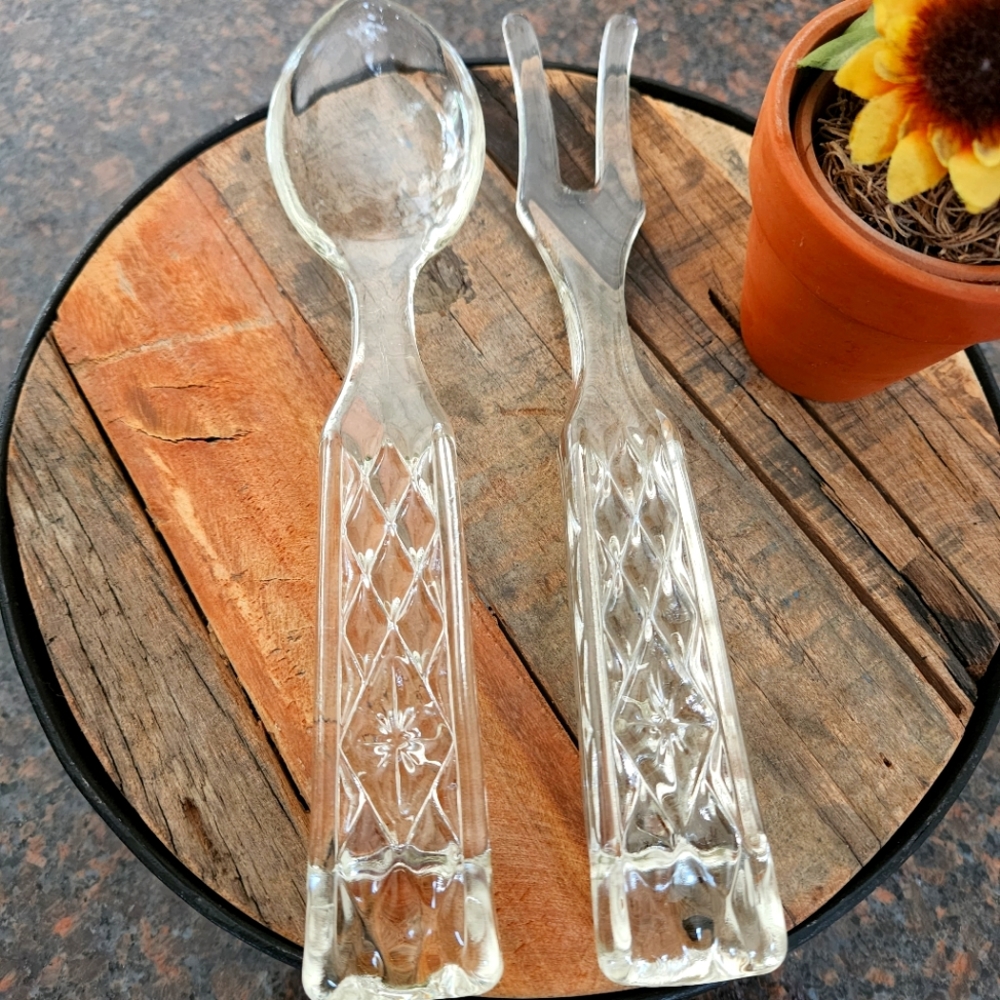 Glass Salad Fork and Spoon